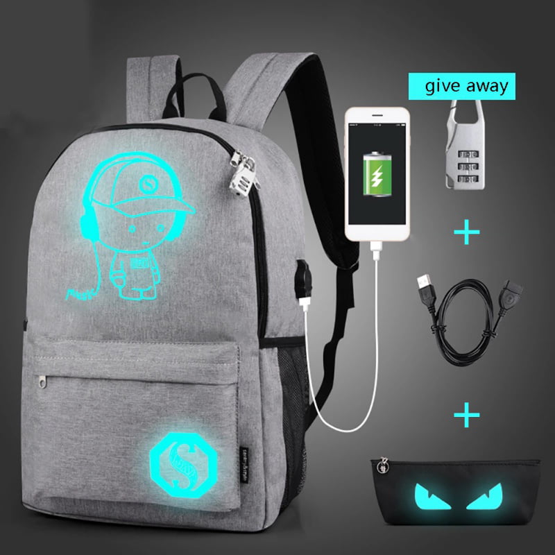 USB backpa for School Bags travel Luminous Bag 