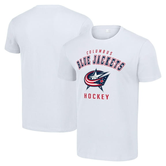 Men's Starter White Columbus Blue Jackets Logo T-Shirt