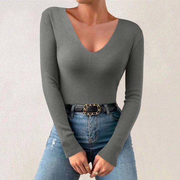 Thermal Shirt for Women Long Sleeve V Neck Tops Undershirt Fitted Tops for Women Fall Fashion Women'S Tops