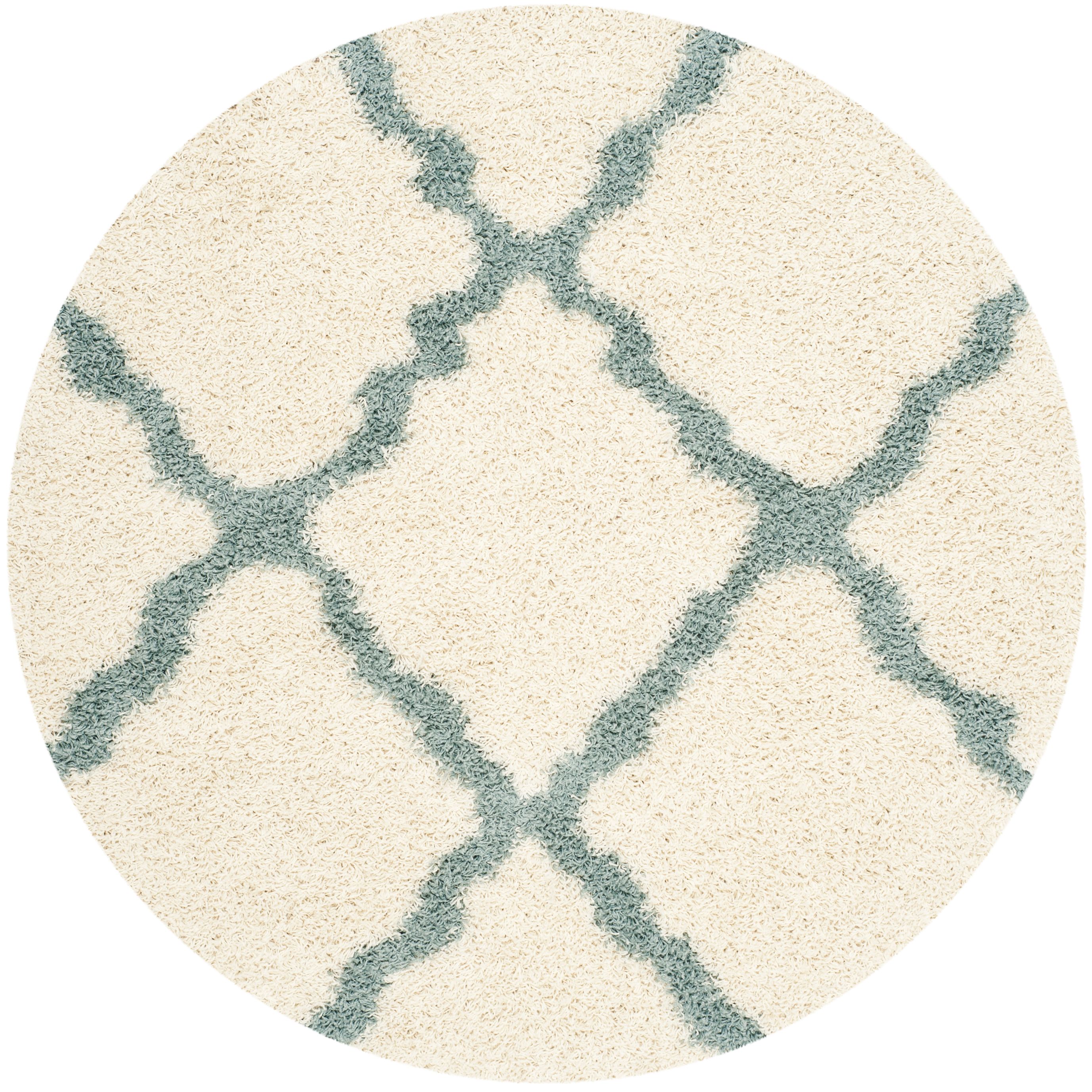SAFAVIEH Daley Geometric Plush Shag Area Rug, Ivory/Seafoam, 6' x 6' Round