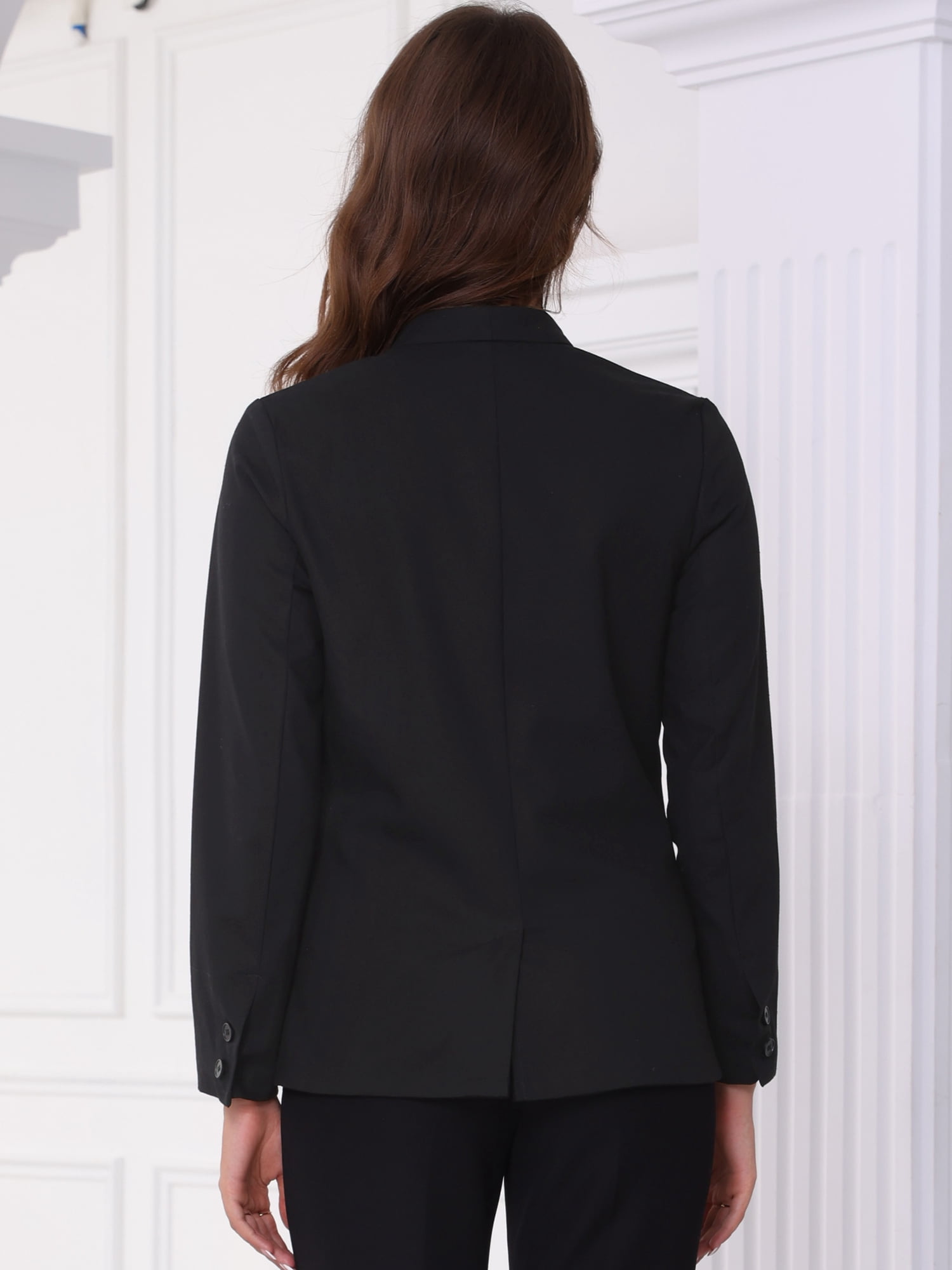 DARING DIVA Women's Linen Lightweight Long Sleeve Single Breasted Blazer S Black