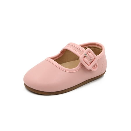 

SIMANLAN Girls Mary Jane Sandals Magic Tape Flats Comfort Flat Shoes Kids Breathable Princess Shoe Girl s Soft Sole Pink 12C