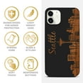 thumbnail image 4 of Case Yard Wooden Case for iPhone-12-Mini Soft TPU Silicone cover Slim Fit Shockproof Wood Protective Phone Cover for Girls Boys Men and Women Supports Wireless Charging Skyline Seattle Design, 4 of 7