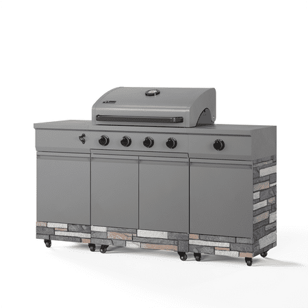 TYTUS Grills - Fresno Series Ash Stacked Stone Island Grill - Gunmetal Gray