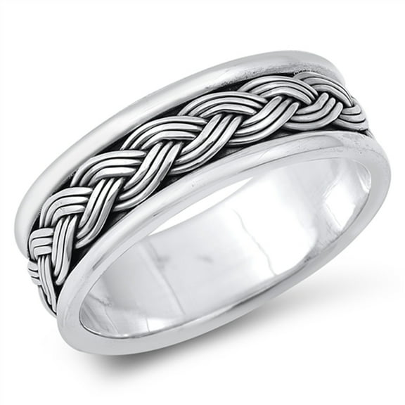 Beautiful Braided Rope Oxidized Ring .925 Sterling Silver Band Jewelry Female Male Unisex Size 10