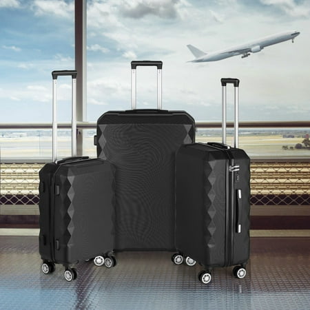 3 Piece Hard Shell Luggage Set Luggage Travel Set Black Customs Lock