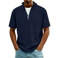 thumbnail image 2 of Agkizg Men Casual Shirts Solid Color Short Sleeve Turn Down Collar Tops 1/4 Zip With Pocket Pullover Casual Wear, 2 of 4