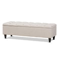 thumbnail image 1 of Baxton Studio Brette Beige Upholstered Dark Brown Wood Bench Ottoman, 1 of 10