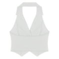 thumbnail image 6 of YIZYIF Womens Halter V Neck Dressy Vest Lapel Button Down Waistcoat Formal Tuxedo Pointed Hem Vest White M, 6 of 7