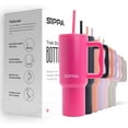 thumbnail image 1 of czcpp-40 oz Tumbler with Straw and Lid, Double Wall Vacuum Insulated Tumbler with Handle, Reusable Stainless Steel Tumbler Cup, Leak& Spill Proof Travel Water Tumbler for Iced Coffee (Raspberry), 1 of 4