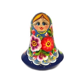 Floral Roly-poly, - Wooden Hand Painted Musical Doll "Nevalyashka" 3 1/2"