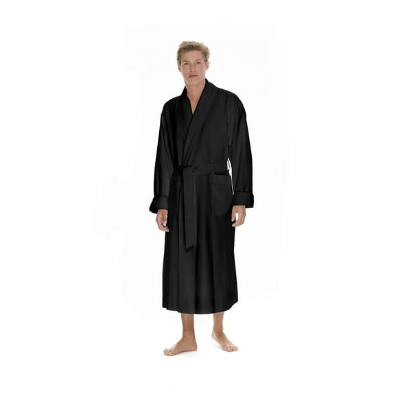 Boca Terry Mens Plush Robe, Big & Tall Bathrobe for Men, Warm Luxury Microfiber Robe - Medium, Black