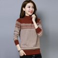 thumbnail image 5 of Suéteres de cuello alto medio tejidos para mujer, suéteres cortos de manga larga que combinan con todo, ropa informal de moda vintage, 5 of 5