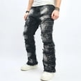 thumbnail image 3 of Reppunk Stylish Men Ripped Distressed Street Style HipHop Straight Jeans Trousers Male Holes Patch Spliced Slim Biker Denim Pants, 3 of 7