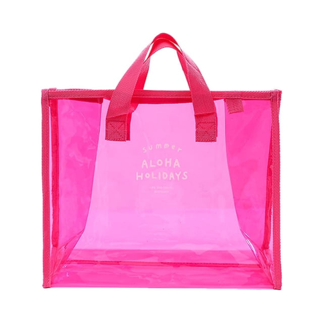 Summer Aloha PVC Beach Bag - Transparent, Portable, Durable, Large Capacity - For Swimming, Travel, Outdoor Activities, Stylish Storage Bag