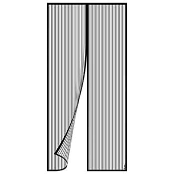 Fly Screens For Sliding Patio Doors Philorn Magnetic Screen Door Mesh Curtain 36'x 82' Keep Mosquitoes Flies Bugs Insects Out Full Frame Velcro Fits Single Sliding Standard Patio Glass French Balcony Net Door (Black) ()