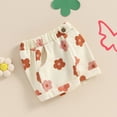 thumbnail image 2 of Toddler Baby Girl Floral Denim Shorts Summer Elastic Waist Flower Print Short Jeans Pull On Denim Shorts with Pockets, 2 of 7