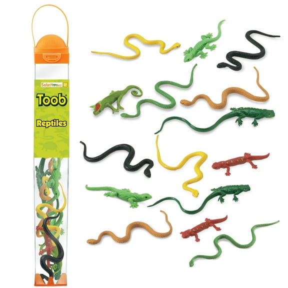 Safari Ltd. Reptiles TOOB - 16 Figurines Including Snakes, Lizards, Iguanas, and Chameleons - Educational Toy Set For Boys, Girls & Kids Ages 3 