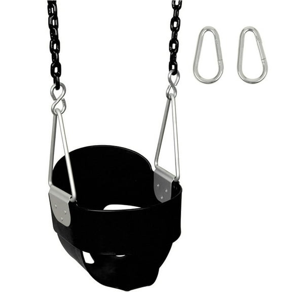 Swing Set Stuff Inc. Highback Full Bucket (Black) with 5.5 Ft. Coated Chain