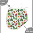 thumbnail image 4 of Jungle Leaves Dining Chair Pad, Flowers and Plantation in All Shades of Green and Vibrant Hues Summer, Water Resistant Pillow with Straps for Kitchen Seats, 2 Pieces Set, Multicolor, by Ambesonne, 4 of 5