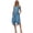 Blue Leaf Pattern, variant on Binienty Pleated Sundress with Floral Theme, Round Neck Long Dress for Women for Beach Trips and Casual Summer Outings