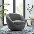 thumbnail image 2 of Armchair Swivel Accent Chair, Black Grey Gray, Fabric, Modern Contemporary, Living Lounge Cafe Room Hotel Lobby Hospitality, 2 of 7