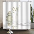 thumbnail image 3 of Asian Zen Stone Shower Curtain Spa Pebble Grass Reflection in Water Simple Japanese Bathroom Decor for Meditation 72x84 Inch Waterproof Fabric with Hooks, 3 of 5