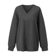 thumbnail image 6 of Oversized V Neck Long Sleeve Fleece Casual Pullover Sweatshirt for Women | Polyester Warm Autumn Layering Top, Daily Casual Weekend Outing Wear, Baggy Long Sleeve Pullover for Plus Size Women,S, 6 of 8