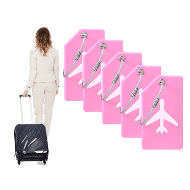 RAGUPEL 2Pcs Luggage Tag Personal Name Tag Luggage Tags for Suitcases Artificial Plant Design Bag Tags for Luggage Pink