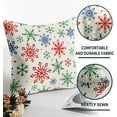 thumbnail image 5 of Christmas Snowflakes Pillow Covers 20x20 Set of 2 Red Green Blue Rustic Xmas Colored Holiday Decoration Print Outdoor Decorative Throw Pillows Farmhouse Winter Linen Cushion Case Sofa Couch Decor, 5 of 6