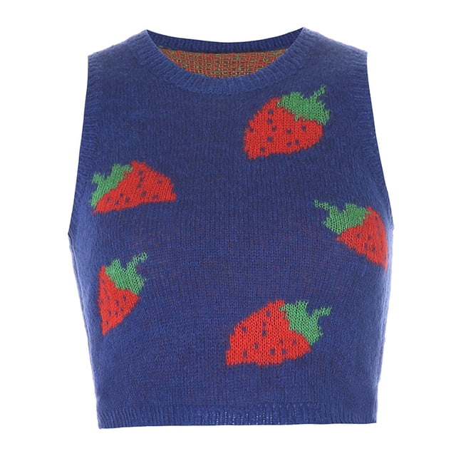 Women?s Classic Sweater Vest, Cute Plaid Print Sleeveless Rib Knit Uniform Pullover Crop Top