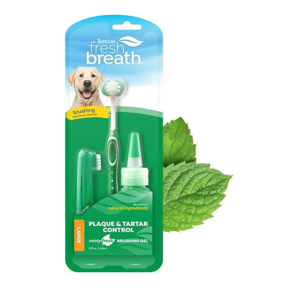TropiClean Fresh Breath Oral Care Cleaning Kit for Large Dogs