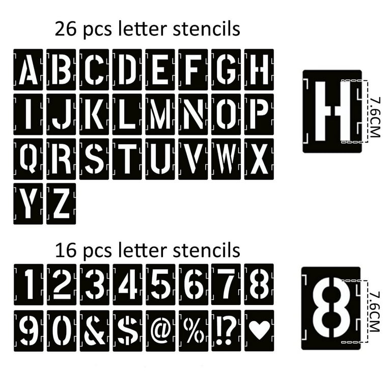 Eage Alphabet Letter Stencils 3 inch, 68 Pcs Reusable Plastic Letter Number Symbol Stencil, Interlocking Template Kit for PAI