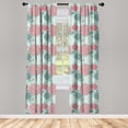 thumbnail image 4 of Ambesonne Polka Dot Window Curtains, Pastel Floral Circles, Each 28" W x 84" L, Almond Green Coral and White, 4 of 4