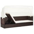 thumbnail image 3 of vidaXL Garden Sofa with Canopy Poly Rattan Brown, 3 of 5