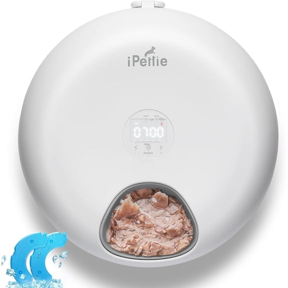 Donut Frost 6 Meal Cordless Automatic Pet Feeder, Dry & Wet Food Cat Feeder with Two Ice Packs, Rechargeable Massive Battery, Programmable Timer, Holds x  lb. of