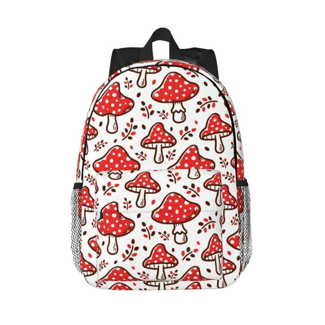 Easygdp Amanita Red Mushroom for 15 Inch Lightweight Student Backpack,Comfortable Backpack for School and Travel, Adjustable Straps