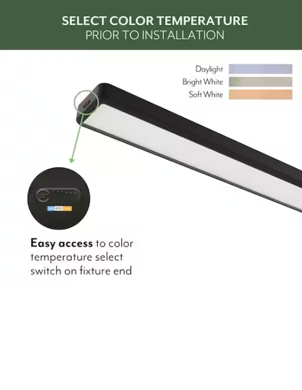 ETI 4 ft. x 6 in. Runden Black Modern LED Flush Mount Ceiling Light, 300 Lumen, 3CCT Color Preference, Dimmable, 120 Volt, C05015402A