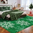thumbnail image 2 of GlowSol 8'x10' Christmas Area Rugs for Living Room Bedroom Washable Rug Xmas Snowflakes Rug Indoor Stain-Resistant Floor Carpet, Green, 2 of 7