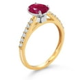 thumbnail image 3 of Gem Stone King 10K Yellow and White Gold Red Ruby and White Lab Grown Diamond Engagement Ring for Women (1.78 Cttw, Oval 8X6MM, Gemstone July Birthstone, Size 8), 3 of 4