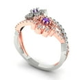 thumbnail image 2 of Halo Engagement Ring for Women - 0.48ct Natural Amethyst in 18K White/Rose Gold Promise Ring, 2 of 6