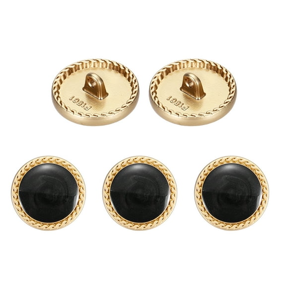 Metal Vintage Gold Button 20mm Round Metal Sewing Button Alloy Shank Replacement for Women's Suit Woolen Coat Shirt Dress Sewing Black Pack of 5