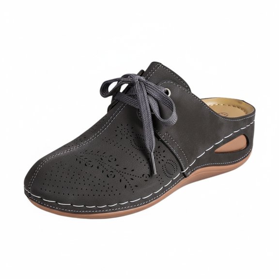 longantii Orthopedic Sandals for Women Non Slip Slip on Arch Support Summer Flat Sandals Breathable Beach Slippers 2026 Soft Foam Shoes Black