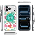 thumbnail image 4 of For iPhone 17 Pro Max Metal Diamond CD Pattern Design Matte Finished Hybrid with Rotational Ring [Car Mount Friendly] Case - Pastel Hearts, 4 of 4