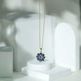 thumbnail image 3 of Rosec Jewels Floral Pendant Necklace with Lab Grown Blue Sapphire and Moissanite for Women, 10K Yellow Gold, 3 of 7