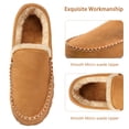 thumbnail image 3 of NCCB Men's Moccasin Slippers Memory Foam Warm Plush House Slippers Indoor Outdoor Slippers for Men Beige 13, 3 of 6