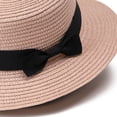 thumbnail image 5 of Women's Straw Boater Sun Hats, Flat Top Wide Brim Sun Hat with Black Bow Ribbon, Foldable Beach Hat for Daily Outdoor, 5 of 5