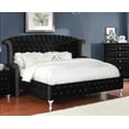 thumbnail image 1 of 1pc California King Size Bed Contemporary Black Velvet Finish Bedroom Furniture, 1 of 3
