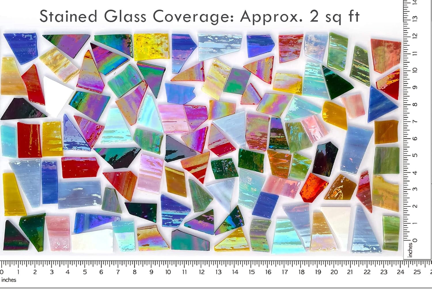 2.2LB Iridescent Mixed-Color Stained Glass Scraps - Irregular Mosaic Tiles & Broken Pieces for Stained Glass Art, DIY Crafts - Assorted Shapes (Mosaic Supplies)