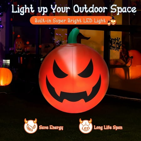 

Inflatable Pumpkin Ball Remote Control Battery Powered RGB Color Changing Horror Light Up Scene Layout Plastic Halloween